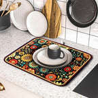 Bohemian Style Flowers Drying Pad Boho Floral Dish Drying Mat - Image 5