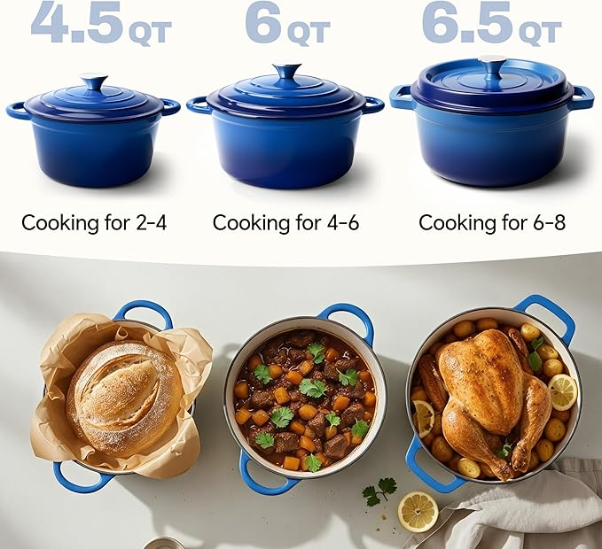 6 Quart Dutch Oven Pot with Lid, Non Stick Enameled Cast Iron Dutch Oven - Image 3