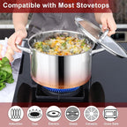 LIANYU 6 QT Stainless Steel Stock Pot, Kitchen Tri-ply Base Cooking Soup Pot - Image 6