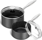 MICHELANGELO Hard Anodized Saucepan Set by Michelangelo