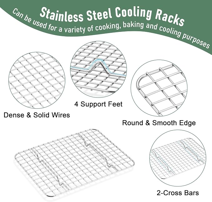 Homikit Cookie Sheet with Rack, 10 x 8 Inch Stainless Steel Cookie Sheets with - Image 4