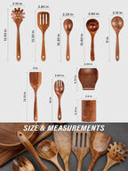 9-Piece Teak Wooden Kitchen Utensil Set – Nonstick Safe Cooking Spoons & - Image 4