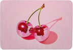 Pink Cherry Disco Ball Dish Drying Mat, Preppy Glam Cherries Coffee Bar Mat by Unknown