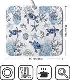 Giwawa 16"x18" Coastal Sea Turtles Dish Drying Mat Nautical Ocean Tortoise - Image 2