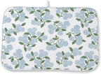 Blue Sage Green Floral Dish Drying Mat 18 x 24 Inch Spring Hydrangea Floral by Sorktse