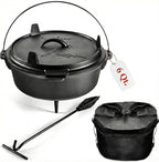 Uno Casa 6Qt Cast Iron Camping Dutch Oven by UnoCasa