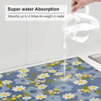 Daisy Flowers Dish Drying Mat for Kitchen Counter, Large Drying Kitchen Mat - Image 5