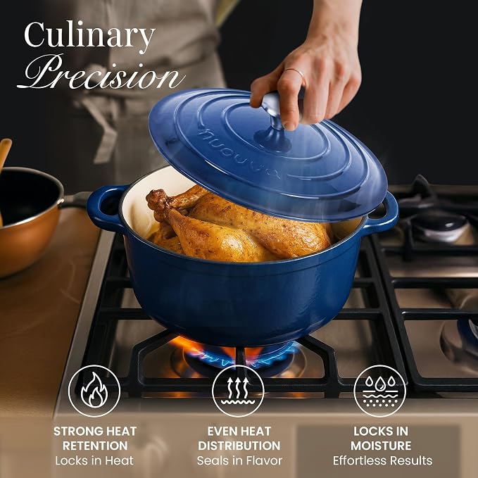 Cast Iron Pot with Lid – Non-Stick Ovenproof Enamelled Casserole Pot, Oven Safe - Image 6