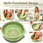 Garlic Grater Bowl 7-hole 2-in-1Kitchen Spanish Handheld Herb Stripper Ceramic - Image 6