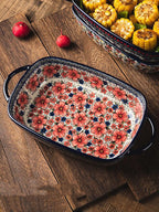 Vintage Style Pottery Bakeware Ceramic Casserole Dish Baking Pan Lasagna Pans - Image 3