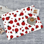 Red Ladybug Dish Drying Mat Cute Small Dots Fun Animal Themed Drying Rack Pad - Image 7