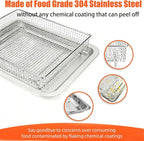 2Pcs Stainless Steel Oven Air Fryer Basket and Tray Replacement - Image 3