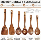 Wooden Spoons for Cooking – 6 Pcs Premium Teak Wooden Utensil Set - Image 4