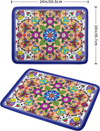 Mexican Talavera Dish Drying Mat Navy Blue Large Microfiber Dish Drain Pad - Image 2