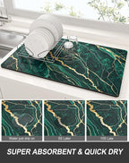 Rnivvi Dish Drying Mat for Kitchen Counter, 12 x 19" Cute Marble Super - Image 3