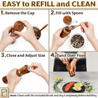Salt and Pepper Acacia Wood Grinder Set - 60 g / 2 oz each - Tall Modern Mill - Image 8
