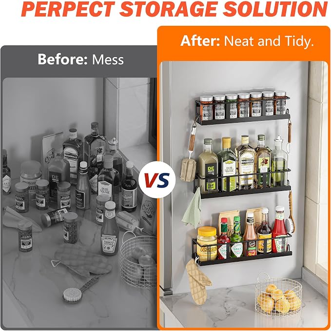 Bunoxea Spice Rack Wall Mounted 3 Pack, Space-Saving Spice Organizer - Image 6