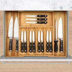 VaeFae Premium Bamboo Drawer Organizer, Expandable Silverware Drawer Organizer - Image 2