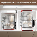 Over the Sink Expandable Dish Drainer Drying Rack In Stainless Steel - Image 4