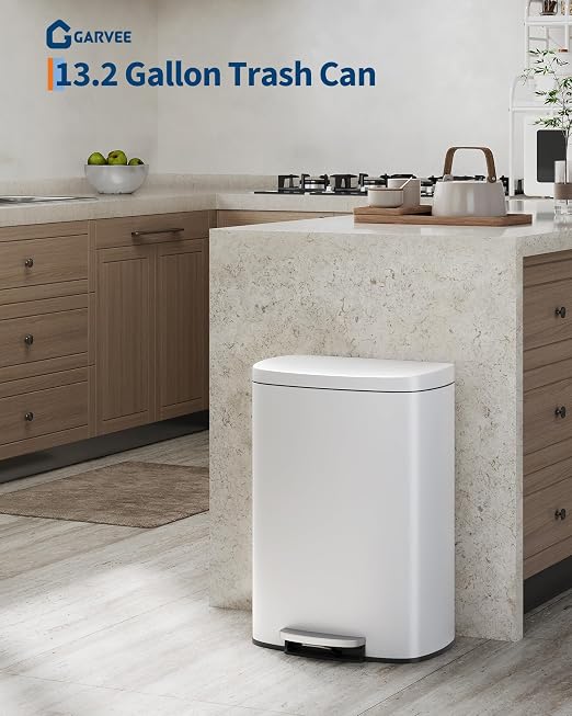 Garvee 13 gal and 2.6 gal Metal Trash Can Combo Set, Rustproof Garbage Can - Image 2