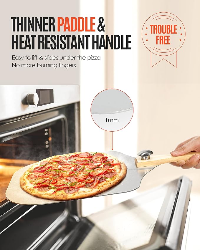 Pizza Peel Aluminum Pizza Spatula, Mooues 12 inch Metal Pizza Paddlewith Rocker - Image 2