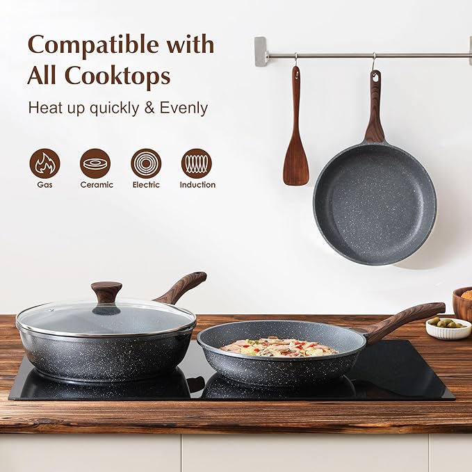 SENSARTE Nonstick Frying Pan Skillet, Swiss Granite Coating Omelette Pan - Image 3