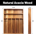 KITEISCAT Acacia Wood Silverware Organizer, Kitchen Utensil Drawer Organizer - Image 2
