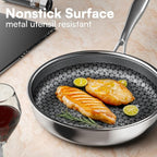 Non Stick Frying Pans Set with 3 Lid, Non-Toxic Hybrid Pans Set Nonstick - Image 4