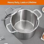 DELARLO Tri-Ply Stainless Steel 8 Quart Stock Pot, Heavy-Duty, All Stove - Image 6