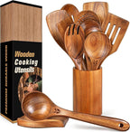 12 Pcs Teak Wooden Utensil Set by Unknown