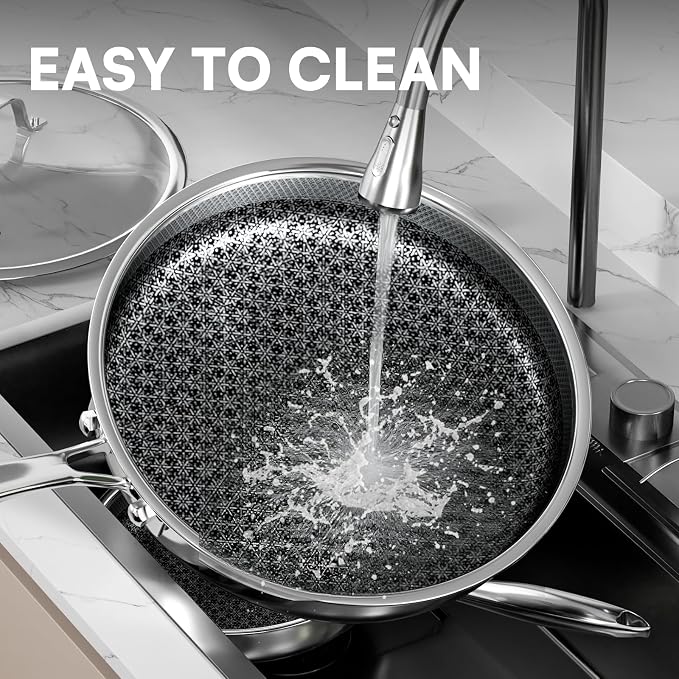 Non Stick Frying Pans with lid, 10 inch Hybrid Frying Pans Nonstick, non stick - Image 8