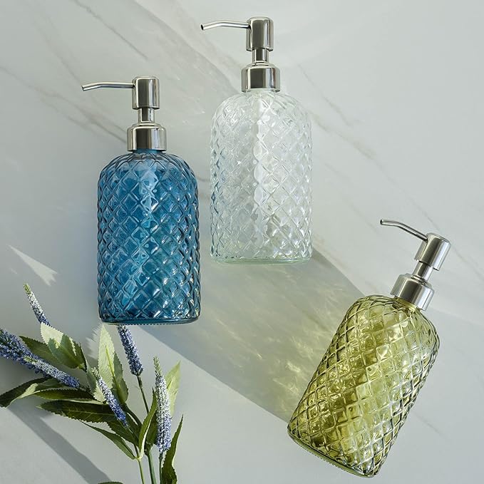 JASAI 18Oz Gem Patterned Glass Soap Dispenser - Image 7