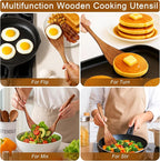 Jilla-hla Wooden Spatula Nonstick Turner Acacia Wood, Right Long Handle Flat - Image 8