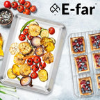 E-far Baking Sheet with Wire Rack, Stainless Steel Cookie Sheets Pan & Cooling - Image 7