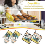 Happy Camper Oven Mitts and Pot Holders Sets of 4, Resistant Hot Pads - Image 6