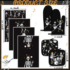 Leinuosen 8 Pcs Skull Kitchen Decor Set Kitchen Towels Gothic Oven Mitts and - Image 3