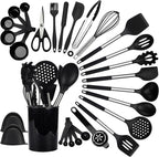 QMVESS Silicone Cooking Utensils Set, 446°F Heat Resistant Spatula, Spoons Set by QMVESS
