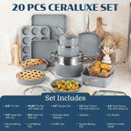 Granitestone Ceraluxe 20 Pc Ceramic Cookware Set Nonstick, Complete Pots and - Image 2
