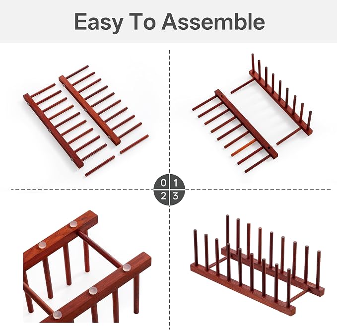 HBlife Rosewood Wooden Dish Drying Rack - Image 4