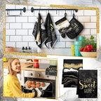 Bencailor 6 Pcs Marble Kitchen Decor Gold Pot Holders Oven Mitts 2 Dish Towels - Image 4