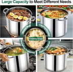 P&P CHEF 20 QT Stock Pot with Lid, Stainless Steel Large Cooking Pot, Soup - Image 4