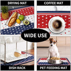4th of July Dish Drying Mat for Kitchen Counter Patriotic Red White Blue Stars - Image 7