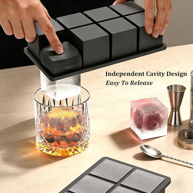 Bangp Large Ice Cube Tray for Whiskey, Metal Reinforced Frame Big Ice Cube Molds - Image 5
