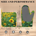 Vintage Sunflower Oven Mitts and Pot Holders Sets Flower Oil Painting Silicone - Image 3