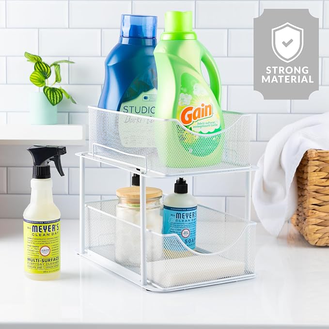 Sorbus 2 Sets of 2 Tier Metal Under Sink Organizer - Image 6