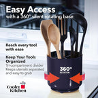 Cooler Kitchen Jumbo Plastic Rotating Extra Large Utensil Holder Crock - Image 2
