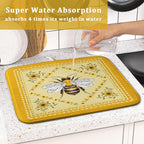 Giwawa Sunflower Bee Dish Drying Mat, Summer Rustic Sunshine Floral Dish - Image 7