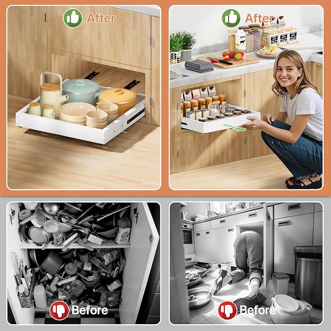 2 Pack Pull out Cabinet Organizer, Width Depth, - Image 7