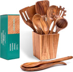HOWHONG Wooden Spoons for Cooking, Premium Acacia Wood Kitchen Utensil Set by HOWHONG