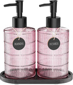 MASADI Soap Dispenser Set with Bamboo Tray, Dish and Hand Soap Lotion Dispenser by masadi